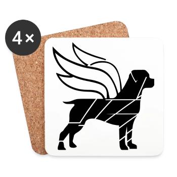 Rottweiler Angel with Wings Silhouette - Coasters (set of 4) - white - Front
