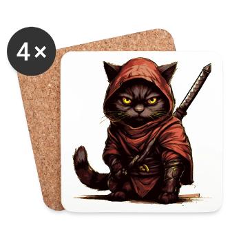 Ninja Cat - Coasters (set of 4) - white - Front