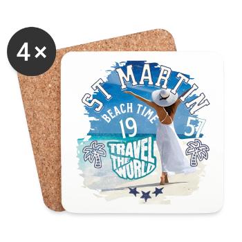 Beach time St Martin west indies - Coasters (set of 4) - white - Front