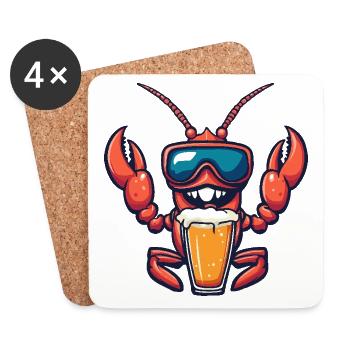 Crabe de homard Bière d’après-ski - Dessous de verre (lot de 4) - blanc - Devant