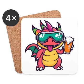 Drache Apres Ski Bier - Untersetzer (4er-Set) - Weiß - Vorne