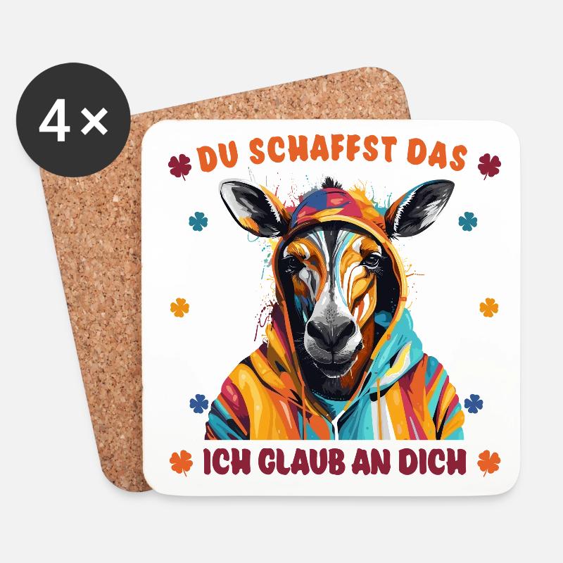 Du schaffst das! Ich glaub an dich! - Cooles Pferd - Untersetzer (4er-Set) - Weiß