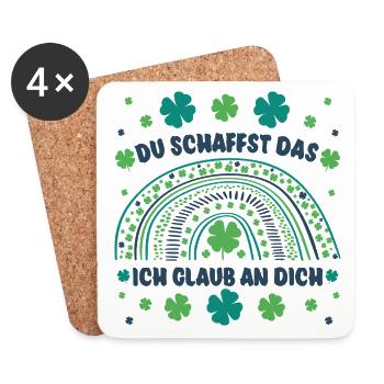 Glücksbringer: Du schaffst das! Ich glaub an dich! - Untersetzer (4er-Set) - Weiß - Vorne
