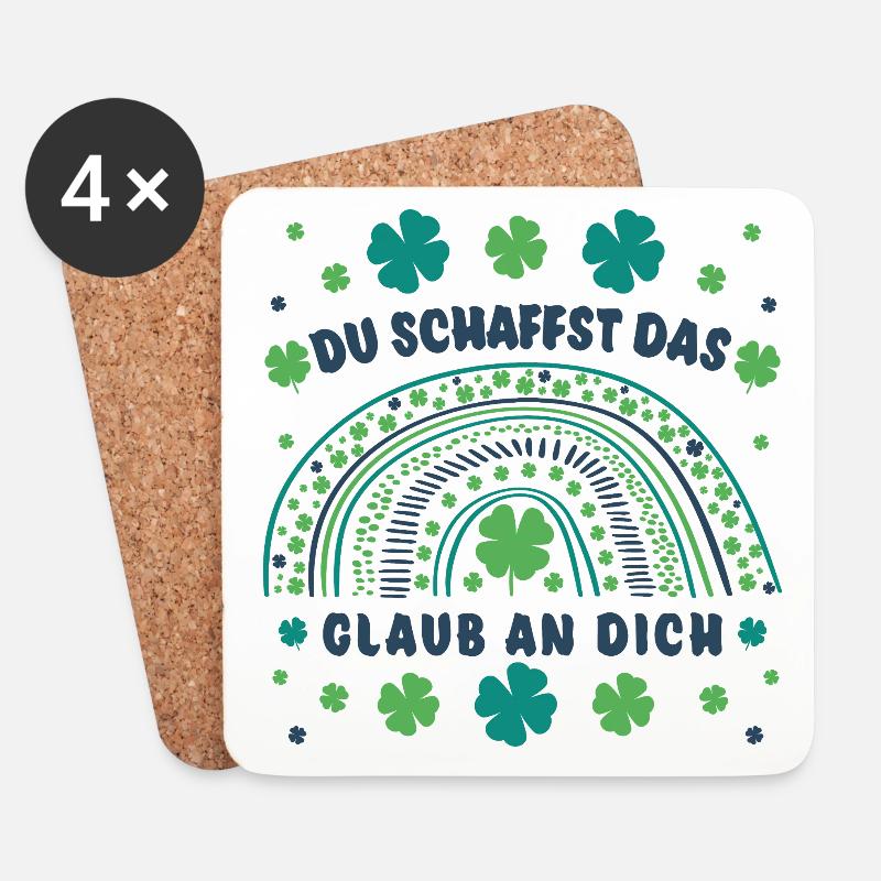 Du schaffst das! Glaub an dich! Mut machen Glück - Untersetzer (4er-Set) - Weiß