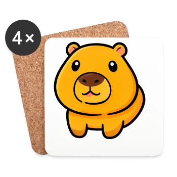 Chubby Bear Mascot Illustration - Coasters (set of 4) - white - Front