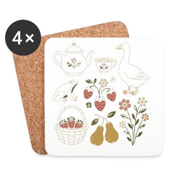 Douceur Champêtre: Natur und Vintage-Tee - Untersetzer (4er-Set) - Weiß - Vorne