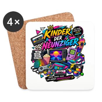 Kinder der Neunziger Retro Neon - Untersetzer (4er-Set) - Weiß - Vorne