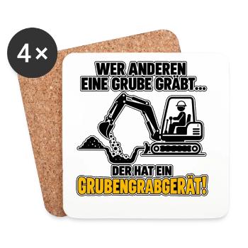 Wer anderen eine Grube gräbt - Untersetzer (4er-Set) - Weiß - Vorne