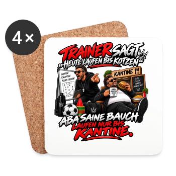 Trainer Spruch: Laufen bis Kantine - Untersetzer (4er-Set) - Weiß - Vorne