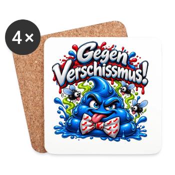 Gegen Faschismus - Verschissmus - Untersetzer (4er-Set) - Weiß - Vorne