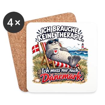Dänemark-Urlaubswitz am Strand - Untersetzer (4er-Set) - Weiß - Vorne