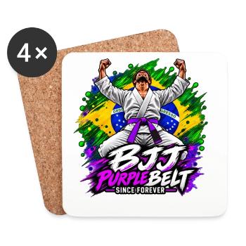 BJJ Lila Gürtel seit Ewigkeiten - Untersetzer (4er-Set) - Weiß - Vorne
