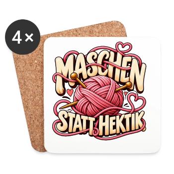 Maschen statt Hektik Geschenkidee für Freizeit - Untersetzer (4er-Set) - Weiß - Vorne