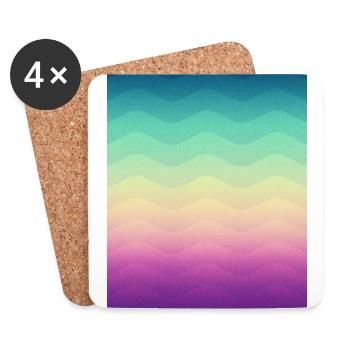 Minimal Geometry Waves (Rainbow) - Phone Case - Coasters (set of 4) - white - Front