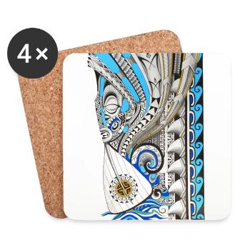 Vaa pirogue tahitienne - Dessous de verre (lot de 4) - blanc - Devant