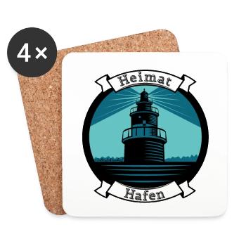 Heimathafen Leuchtturm - ImNordenVerankert - Untersetzer (4er-Set) - Weiß - Vorne