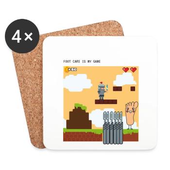 FOOTCARE IS MY GAME Edition: Videospiel Fußpflege - Untersetzer (4er-Set) - Weiß - Vorne