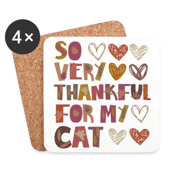 Thankful for my Cat Cat Autumn Gratitude - Coasters (set of 4) - white - Front