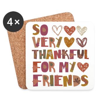Thankful for my friends Herbst Freundschaft Danke - Untersetzer (4er-Set) - Weiß - Vorne