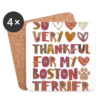 Reconnaissant pour ma gratitude d’automne Boston Terrier - Dessous de verre (lot de 4) - blanc - Devant
