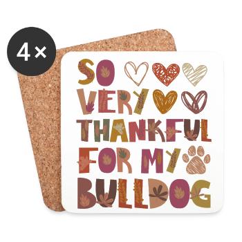 Reconnaissant pour mon Bulldog Dog Autumn Gratitude - Dessous de verre (lot de 4) - blanc - Devant
