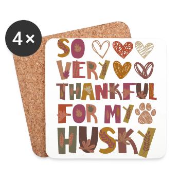 Thankful for my Husky Hund Herbst Dankbarkeit - Untersetzer (4er-Set) - Weiß - Vorne