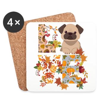 süßer Mops Hund Herbst Dankbarkeit Liebe - Untersetzer (4er-Set) - Weiß - Vorne