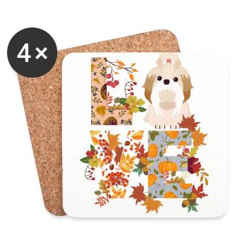 Doux Shih Tzu Chien Automne Gratitude Amour - Dessous de verre (lot de 4) - blanc - Devant