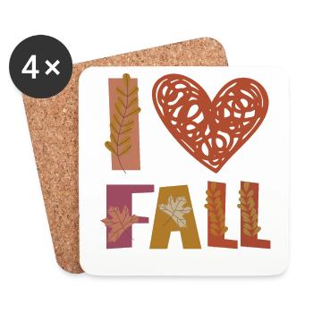 Love Love Autumn Gratitude Leaves - Coasters (set of 4) - white - Front