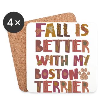 Reconnaissant pour ma gratitude d’automne Boston Terrier - Dessous de verre (lot de 4) - blanc - Devant