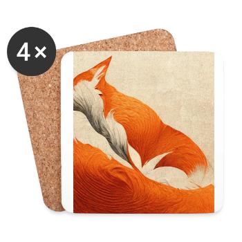 Renard abstrait dans la nature - Dessous de verre (lot de 4) - blanc - Devant