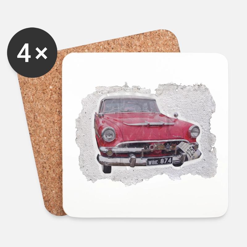 Rotes Auto - Untersetzer (4er-Set) - Weiß