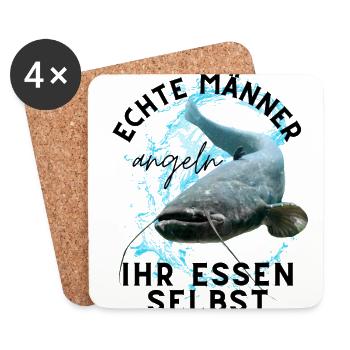 ECHTE MÄNNER - Angler angeln ANGEL - Untersetzer (4er-Set) - Weiß - Vorne