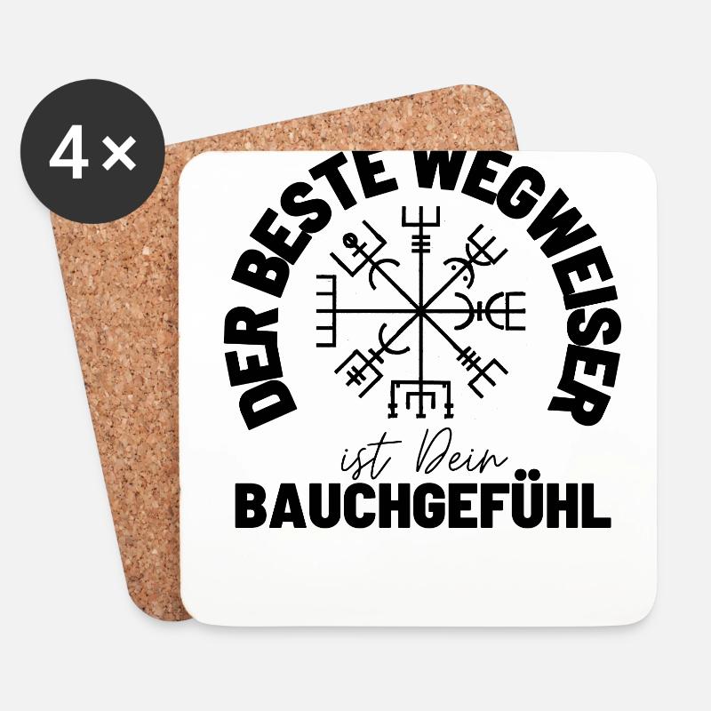 Wegweiser RUNEN viking CELTIC - VEGVISIR - Untersetzer (4er-Set) - Weiß