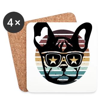 Drôle de chien Frenchie disant Bulldog Bulldog Bulldog - Dessous de verre (lot de 4) - blanc - Devant
