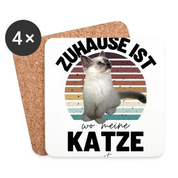 KATZE Katzen Spruch Katze Kätzchen Kitten - Untersetzer (4er-Set) - Weiß - Vorne