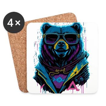 Cyberbear - Untersetzer (4er-Set) - Weiß - Vorne