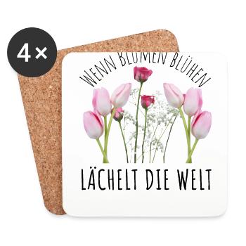 Blumen Garten Gärtner Blumenstrauß BLUMENLIEBE - Untersetzer (4er-Set) - Weiß - Vorne