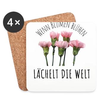 Blumen Garten Gärtner Blumenstrauß BLUMENLIEBE - Untersetzer (4er-Set) - Weiß - Vorne