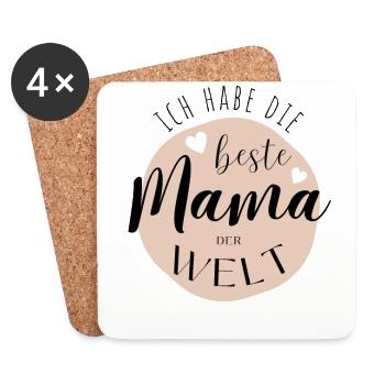 BESTE MAMA - Baby Geschenkidee Muttertag - Untersetzer (4er-Set) - Weiß - Vorne