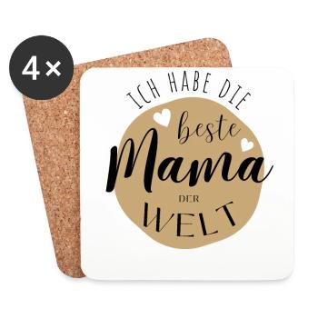 BESTE MAMA - Baby Geschenkidee Muttertag - Untersetzer (4er-Set) - Weiß - Vorne