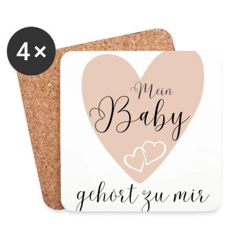 MEIN BABY gehört zu mir - Untersetzer (4er-Set) - Weiß - Vorne