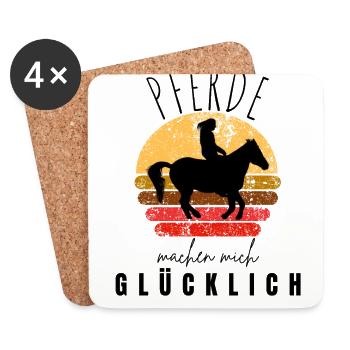 PFERDE machen mich glücklich Reiten Pferde - Untersetzer (4er-Set) - Weiß - Vorne