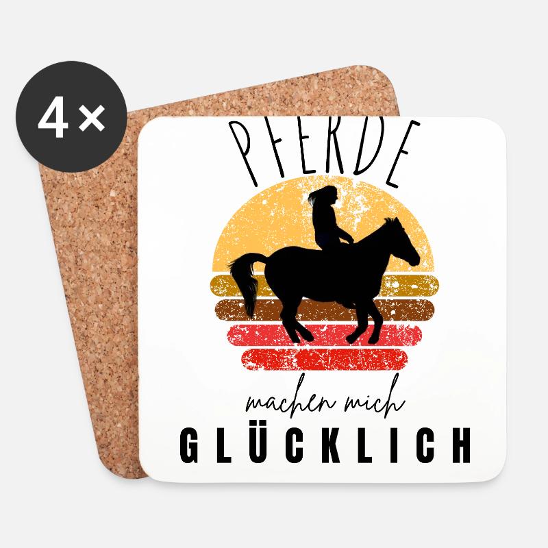 PFERDE machen mich glücklich Reiten Pferde - Untersetzer (4er-Set) - Weiß