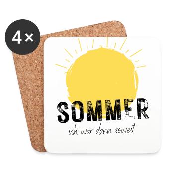 SOMMER ich bin dann soweit - HELLO SUMMER - Untersetzer (4er-Set) - Weiß - Vorne