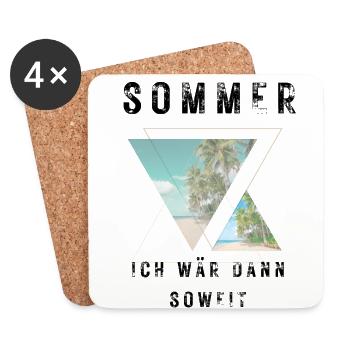 SOMMER ich bin dann soweit - HELLO SUMMER - Untersetzer (4er-Set) - Weiß - Vorne