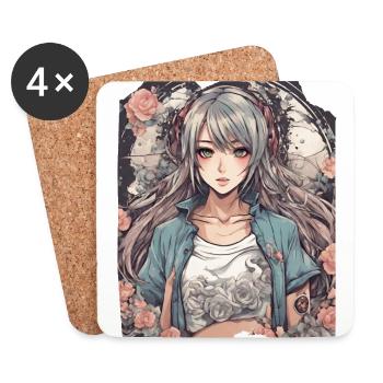 Serenity Blossom Anime Frau Manga Charakter - Untersetzer (4er-Set) - Weiß - Vorne
