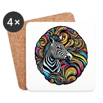 Zebra mit weißem Rand - Untersetzer (4er-Set) - Weiß - Vorne