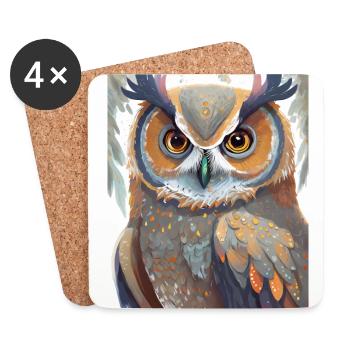 Owl - Coasters (set of 4) - white - Front