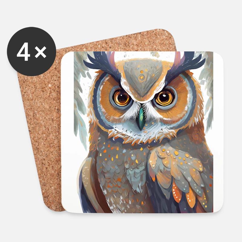 Owl - Coasters (set of 4) - white
